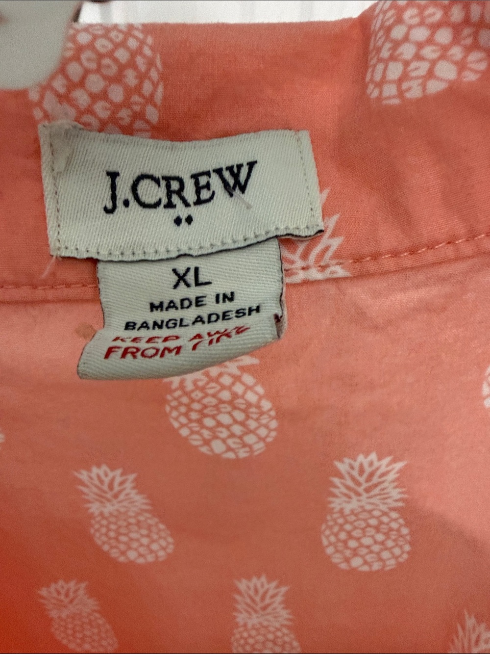J Crew Cotton Short Slv XL Pajamas & Shorts Peach w/ Pineapple Print EUC - Picture 8 of 10